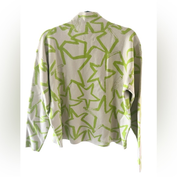 Anthropology Maeve Green Star Pattern Sweater and Tan Pleated Skirt - Picture 4 of 6